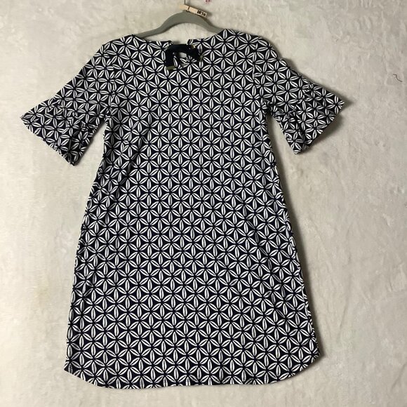 Crown & Ivy Women XL Shell Print Dress Tunic Bell Sleeves Beach Cruise Back Tie - Picture 9 of 10